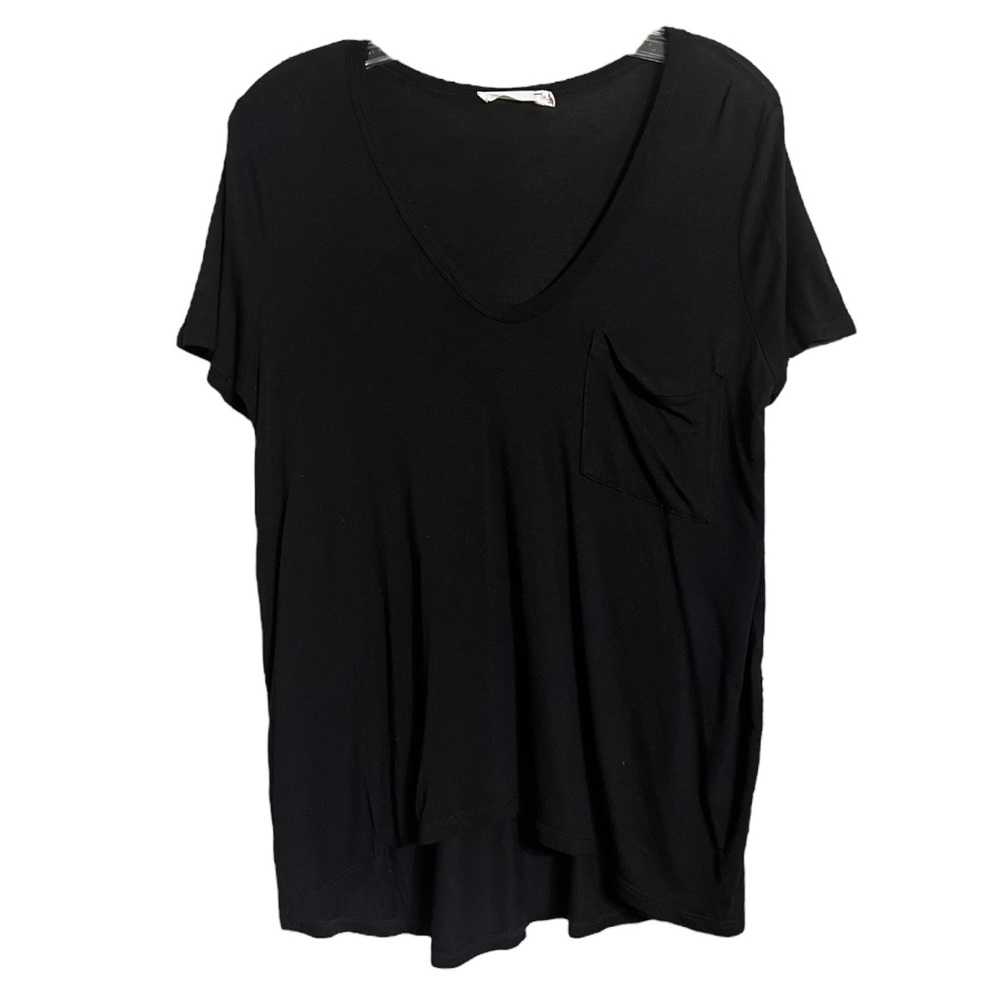 Lush Black V Neck Lightweight T Shirt Sz M EUC